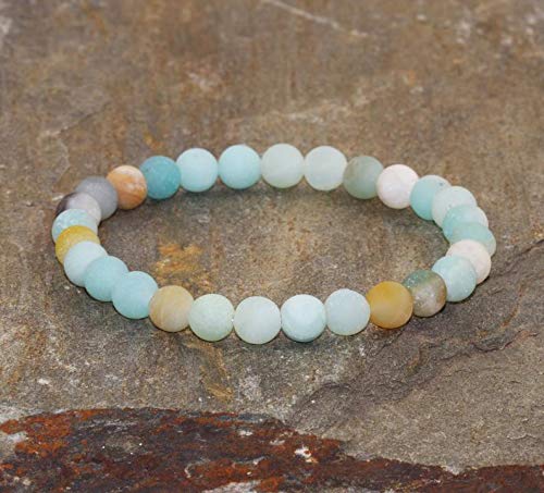 Semi-Precious Gemstone Amazonite 6 mm Round Beads Smooth Beads Stretch Bracelet 7