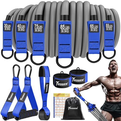 WOQQW Heavy Resistance Bands for Working Out, 350lbs/450lbs Exercise Bands with Handles, Workout Bands Set for Men, Fitness Weight Bands for Muscle Strength Training,Stretching,Slim,Home Gym Equipment