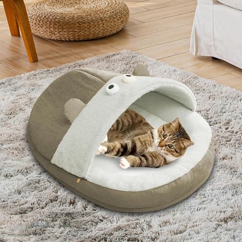 Lit de chat couvert doux et design de pantoufle lavable chaude