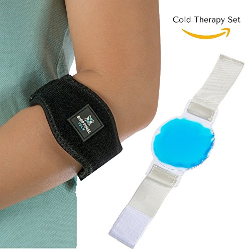 BIOPTIMAL TECH Elbow Brace with Gel Compression and Cold Therapy Relief - for Tennis and Golfers Elbow