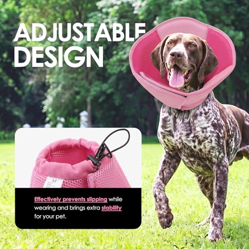 Image of AOFITEE Dog Cone - Soft Dog Cone Collar to Stop Licking, Adjustable Comfy Cones for Dogs After Surgery, Foldable Cones for Dogs Elizabethan Pet E-Collar for Medium Pets, Pet Recovery Collar, Pink M