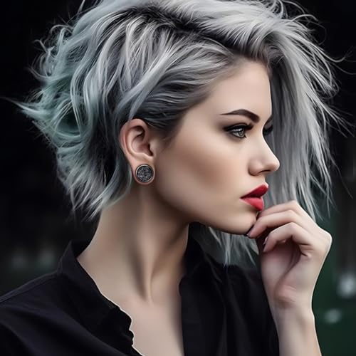 COOEAR Ohr Tunnel Edelstahl - Schraubverschluss Mit Blauen Kristallen