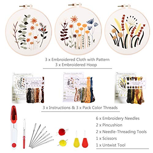 image for YINVA 3 Sets Embroidery Starter Kit, Embroidery Beginner Kits, Cross S