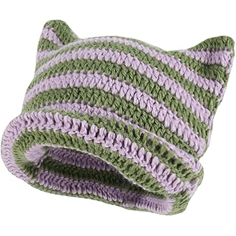 SINSEN Gorro de ganchillo con orejas de punto Cover