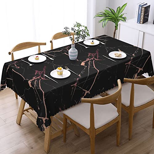 Nappe polyester rectangulaire lavable noir or rose pour table fête - 3
