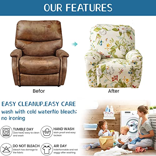 Image of Eco-Ancheng Recliner Slipcovers 4-Pieces Lazyboy Recliner Covers Recliner Couch Covers Recliner Chair Cover Non Slip Reclining Slipcovers with Storage Pockets Furniture Protector for Living Room