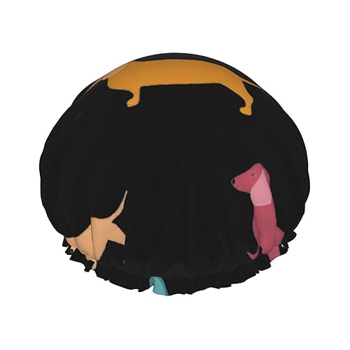 Gorro de ducha impermeable de doble capa con estampado de perros salchicha, adecuado para todas las longitudes de cabello (10.6 x 4.3 pulgadas) disponible en Yaxa Peru