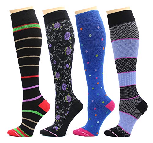 Dr. Motion Compression Socks Men & Women (8-15 mmHg) BEST Graduated Athletic Fit Running, Nurses, Shin Splints, Flight Travel & Maternity Pregnancy - Boost Stamina (Women's Pack 2, WOMEN ONE SIZE)