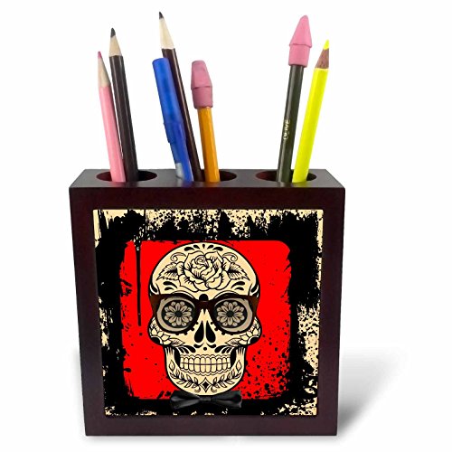 Design unique Jour des morts pour ce porte-crayon céramique idéal au bureau ou salon