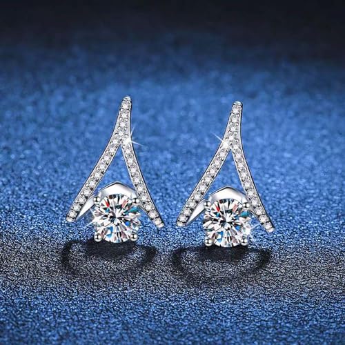 Boucles d'oreilles moissanite en V Argent anti-allergie - 5