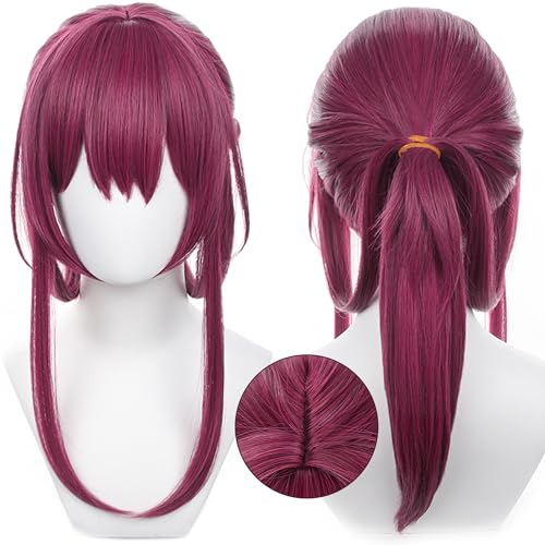 Image of Anime Purple Red Wigs Long Straight Wig with Bangs and Ponytail Adult COS Game Cosplay Wigs Halloween,Christmas,Comic con,Game Show,Party