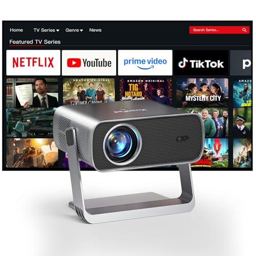 Image of [Officially-Licensed App & Auto Focus] Projector with WiFi and Bluetooth, XuanPad Full HD 1080P Portable Projector, 210° Rotatable Stand, Auto Keystone, Dust Removal and Heat Dissipation Design