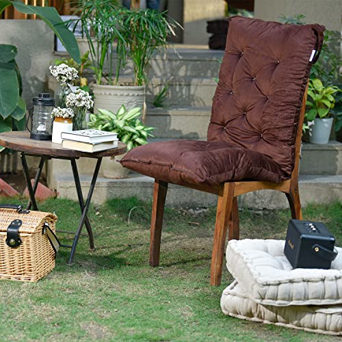 Image of Faburaa Maple Soft & Relaxing Velvet Seat Cushion for Patio Chair Rocking Chair, Office Chair, Desk Chair and Dining Chair with Ties, Chair Pad 24x50 Inch (Velvet Brown)