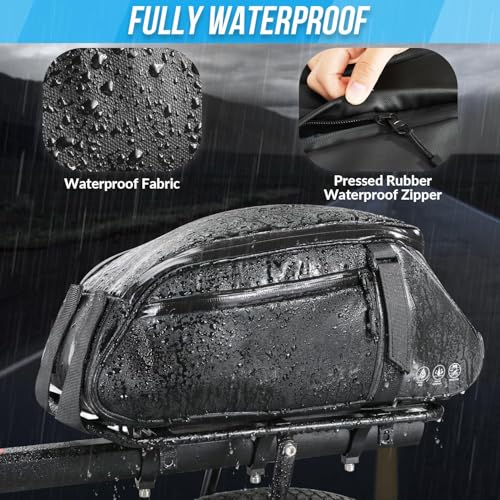Image of WOTOW Waterproof Rear Bike Rack Bag, Reflective Bike Storage Saddle Bag for Bicycles Rear Rack, 8L Panniers Bike Ebike Trunk Bag Cycling Pounch for Travel Commute