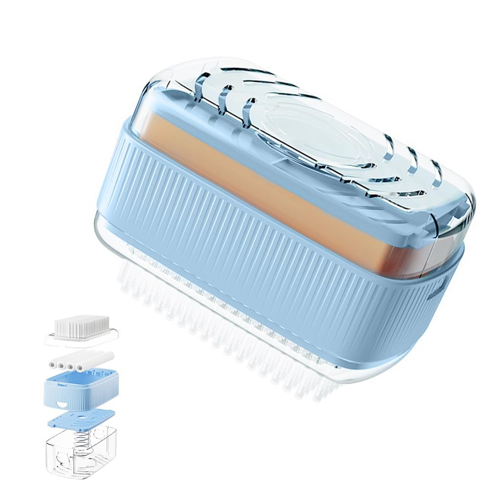 HASTHIP® Soap Storage Box, 2 in 1 Bar Soap Storage Box with Brush, Built in Foaming Roller, Soap Saver Box Soap Drainage Box with Lid-image-35