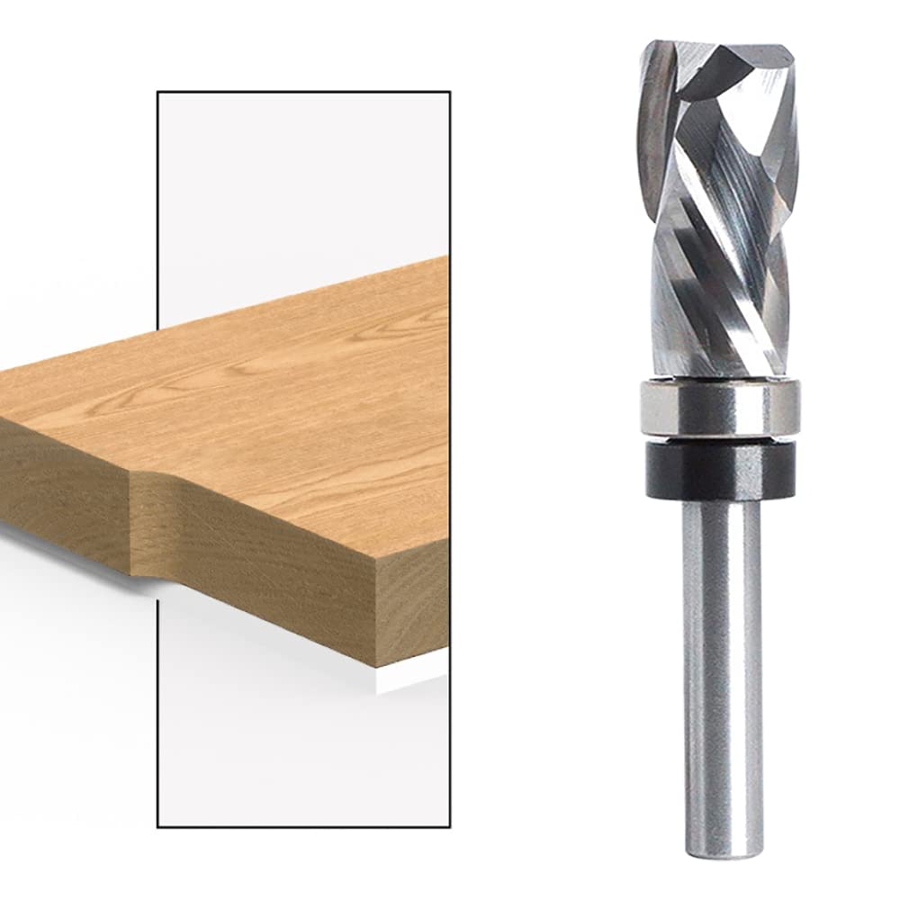 Tungsten Steel Flush Trim Router Bit 1/4 Inch Shank Spiral Cutter Router Bit Milling Cutter Bit Tool Silver