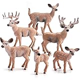 BLAPNK 6 Pcs Simulated Deer Cake Toppers Forest Animal Models Figure Toy Playset Collection, Woodland Creatures Fawn Figurines Science Educational Props