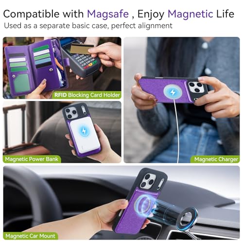 Varikke Wallet Case for iPhone 17 Pro Max Compatible with Magsafe, D-Purple by Varikke - Used condition - Image 5
