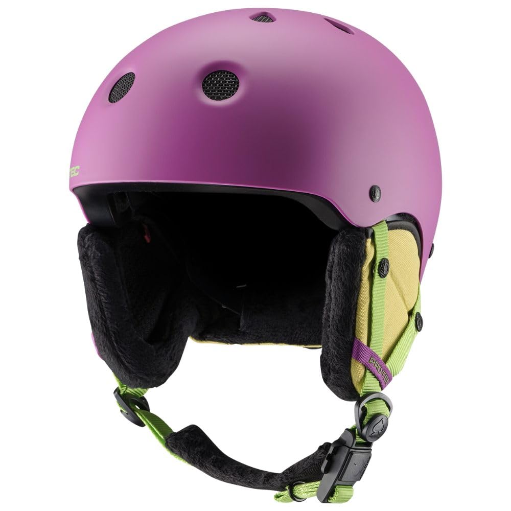 Pro-Tec Klasyczny kask śnieżny, duży rozmiar ochronny dla dzieci, idealny do snowboardu i jazdy na nartach YS, pikantna limonka