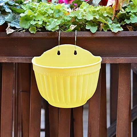 WAQIA HOUSE Hanging Flower Pots Resin Wall-Mounted Planters for Railing Fence Wall Window Balcony Hanging Garden Flower Plant Planter with Hooks Cover
