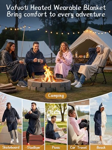 Beheizte Hoodie Decke mit Ärmeln,Heizdecke mit Ärmeln Kabellos mit Akku,10000mAh,Geschenk für Frauen,Tragbare Decke zum Anziehen Erwachsene Kuscheldecke,Weihnachtsgeschenke für Freundin Mütter75*110cm