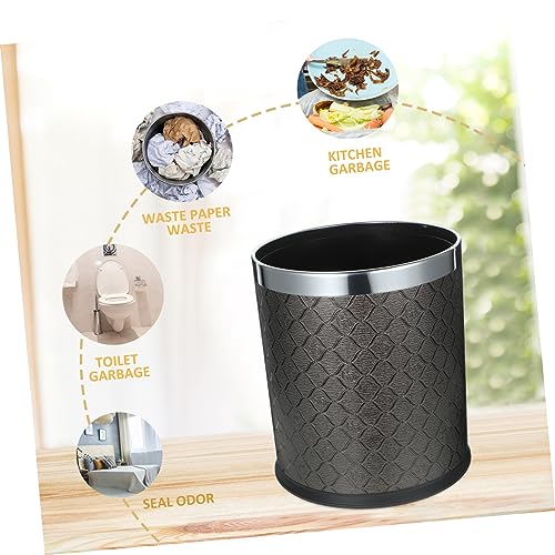 Caneca de basura rectangular de plástico negra miniatura 7
