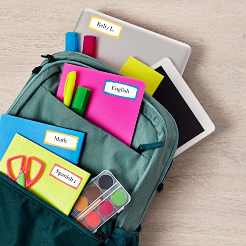 Avery(R) Durable Labels For Kids' Gear, 3/4" X 1-3/4", Assorted Border Colors, Water-Resistant Labels, 60 Rectangle Labels Total (41442) #TOP4