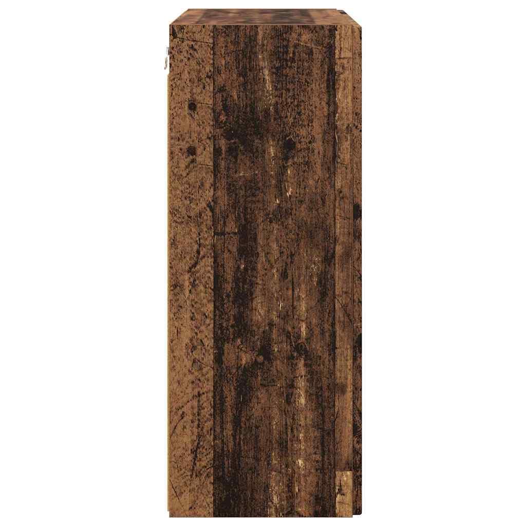 Porta TV da Parete Legno Multistrato Vecchio 59,5x31x80 cm | Mobiletto sospeso salvaspazio per soggiorno e salotto, ideale per riporre dispositivi multimediali e accessori.