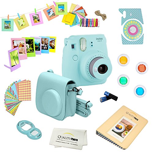 Fujifilm Instax Mini 9 Camera + 14 PC Instax Accessories kit Bundle, Includes