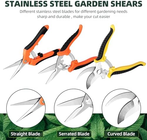 EWPJDK 3 Pack Garden Pruning Shears Scissors Clippers Stainless Steel - 1