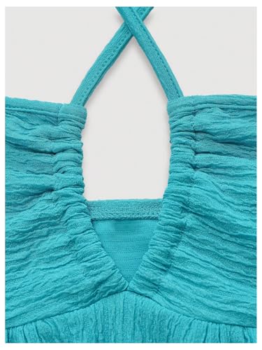 Verdusa Women's Wedding Guest Babydoll Halter Dress Tiered Layered Textured Backless Flowy Short Summer Dress3