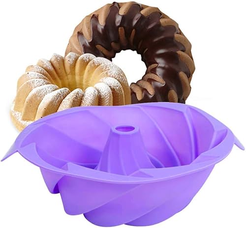 Miniatura 3 de SHEbaking Moldes de gelatina de silicona antiadherentes para hornear, tubo estriado, utensilios para hornear gelatina, gelatina, mousse y pasteles,