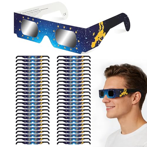 QIWEI Gafas Eclipse Solar Homologadas ISO 12312-2 Cartón Pack 50