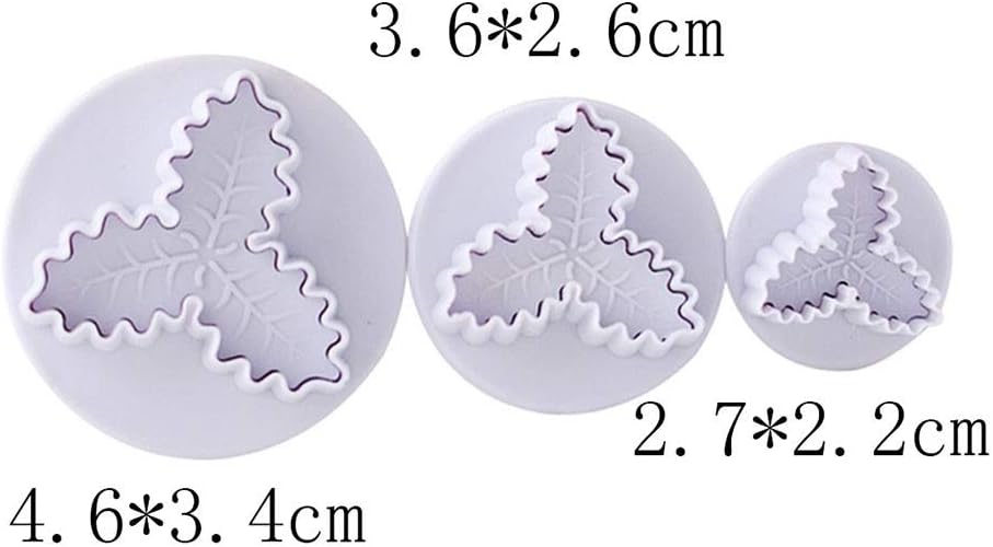 Food Grade Plastic Christmas Holly Leaf Mold Cookie Cutter Kitchen Baking Tools Plunger Stamp Die Fondant Cake Decorating Tools