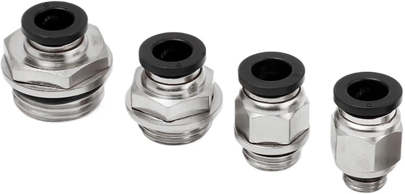 5pc quick pneumatic connector PC8-G02/1/8G threaded straight-through air pipe quick-insert with washer pneumatic connector copper nickel plated(PC6-G03)