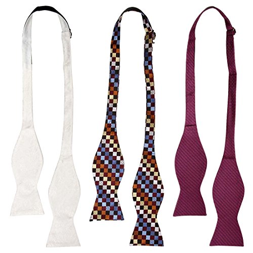 Bundle Monster 3pc Mens Fashion Adjustable Length Self Tied Necktie Bow Ties