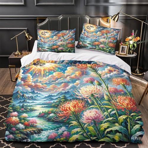 Housse de couette protea cynaroïdes à fermeture éclair cachée parure de lit microfibre douce