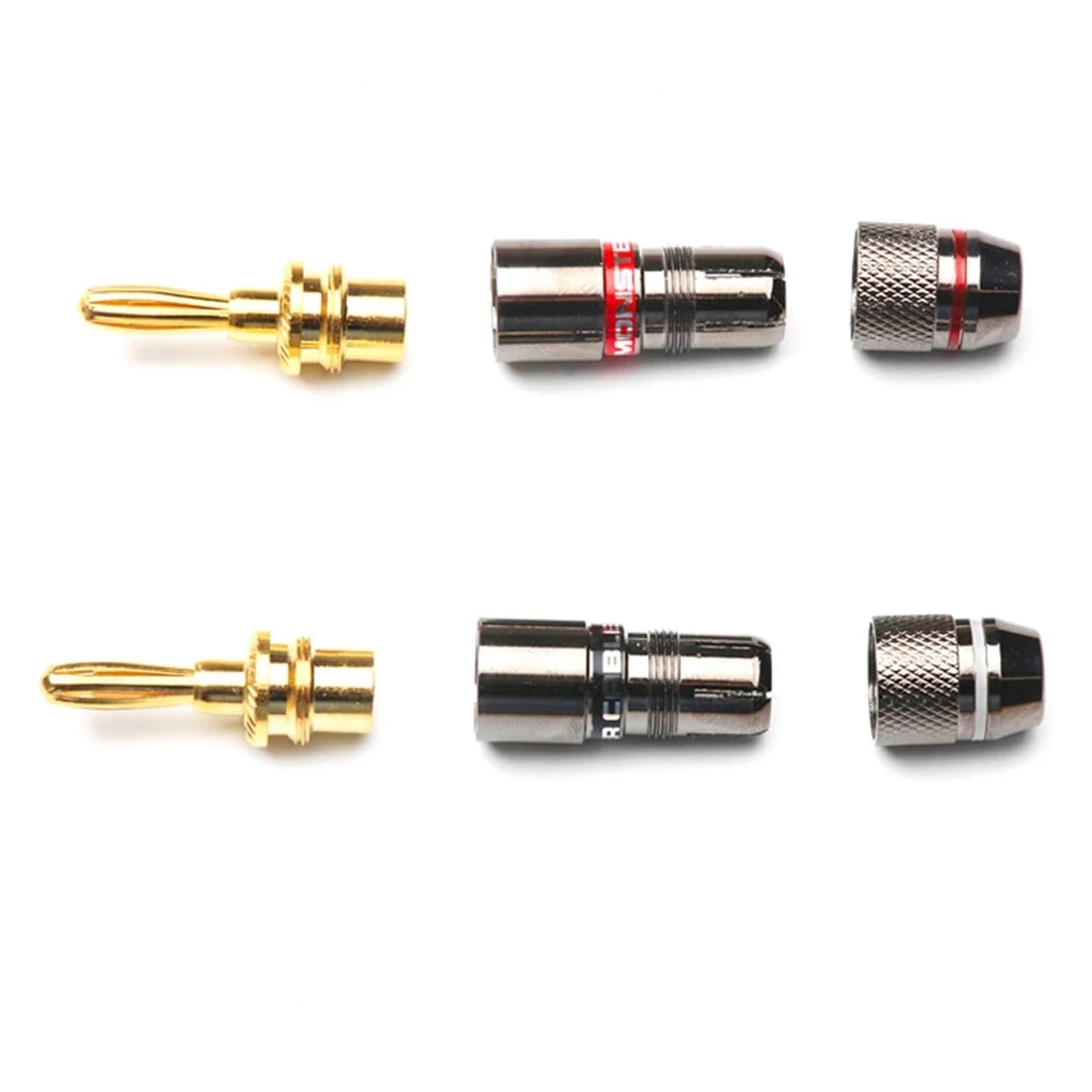 Lot de 8 fiches banane 4 mm plaqué or 24 carats pour haut-parleur en cuivre pur connecteurs audio