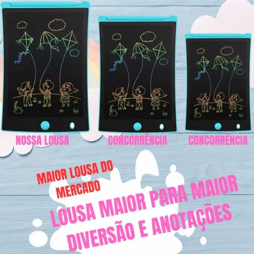 Lousa Mágica Infantil Grande Interativa 12 Polegadas, Quadro Educativo de Desenho com Tela LCD, Mate