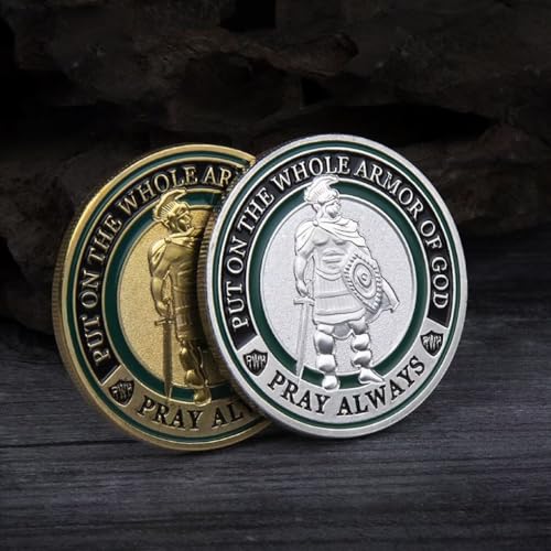 Gold Armor of God Challenge Coin, Commemorative Coin Seeking Guidance and Strength Gift Prayer Coin
