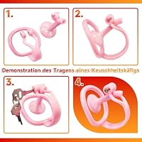 Crysore Peniskäfig Inverted Chastity Cage Sex Spielzeug für die Männer Keuschheitskäfig Herren mit Urinsammler und Kleines Schloss Peniskäfig aus Harz zur Fesselung des Männliche Penis (L,Black) – Ansicht 6