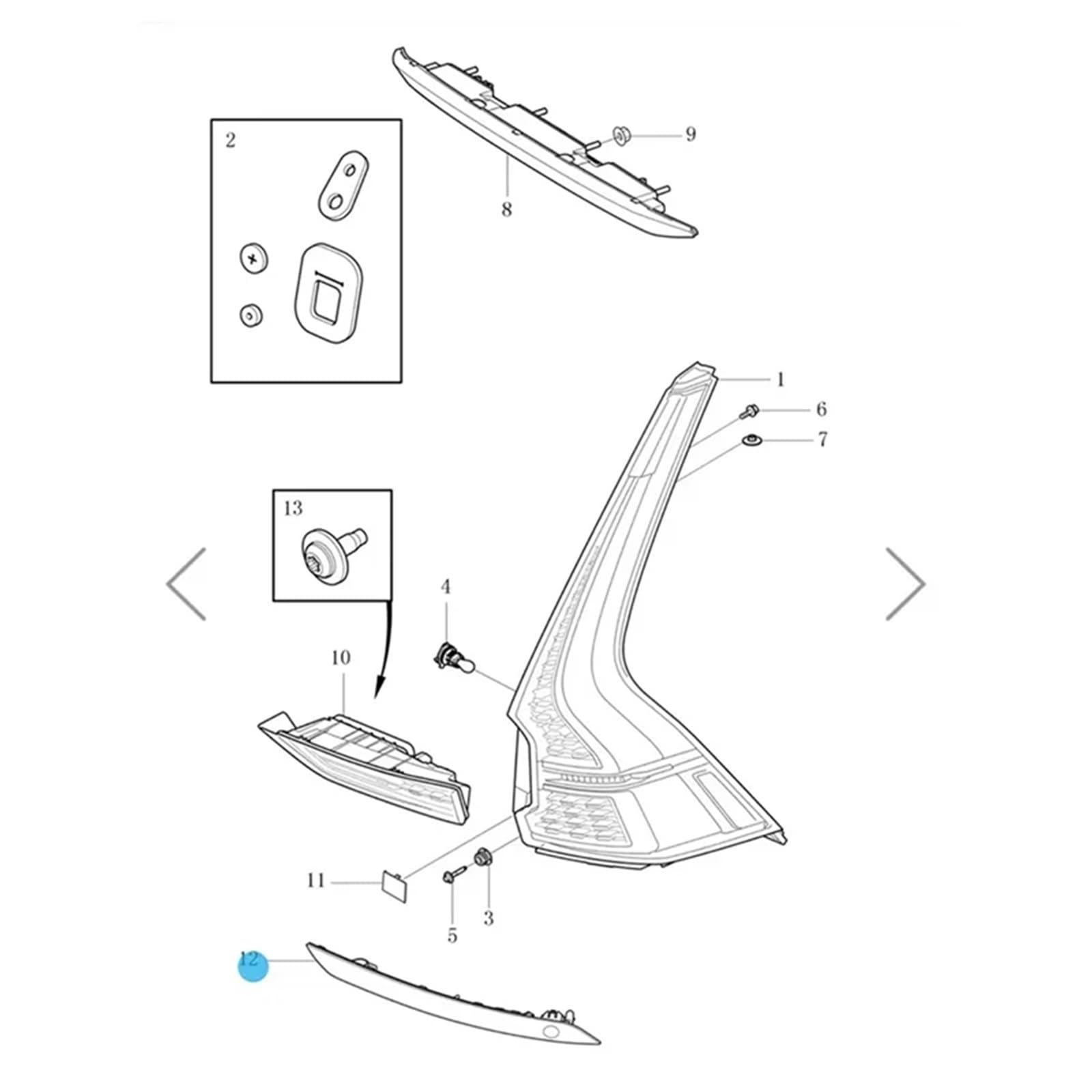Catadiottro Posteriore Compatibile Con Volvo Per Xc60 2018 2019 2020 2021 2022 2023 Auto Paraurti Posteriore Riflettore Lampada Arresto Indicatori Direzione Kit Luce 31656678(Right)