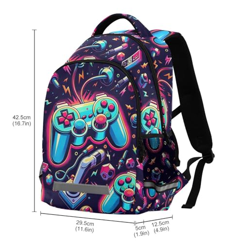 Bright Video Game Joystick Backpack for Boys Girls Elementary School Bag Kids Bookbag Travel Rucksack3