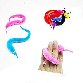 SHENGSEN 12 Pieces Fuzzy Worm Toys Worms On String Bulk Trick Toy Party Favors for Kid Cat (6 Colors)