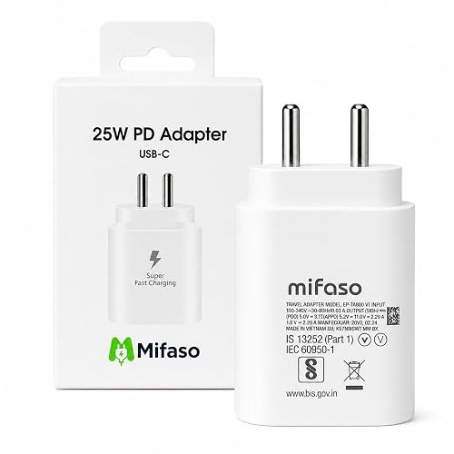 Mifaso 25W USB C Fast Charger, PD 3.0 Type C Wall Adapter Compatible with Samsung Galaxy A Series, M Series, F Series & Other USB-C Devices, White (Cable Not Included)