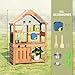 OOOK Mud Kitchen for Kids Outdoor, Kids Kitchen Playset with Canopy, Gardening Tools, Chalkboard, Flower Pot, Cookingware, Removable Water Tank, Ideal Gift for Boys and Girls 3+, Solid Fir Wood.