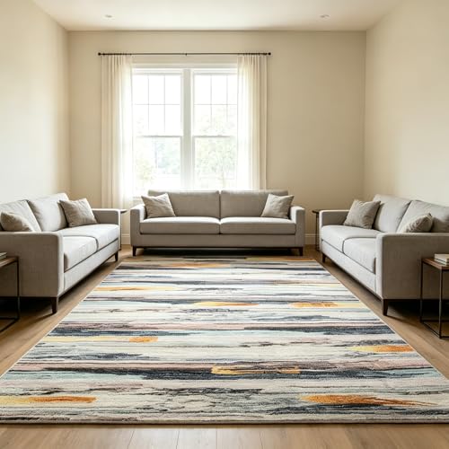 Tinyboy-hbq Area Rugs Artistic Traditional Rugs Living Room Fluffy Bedroom Rug Striped Design Living Room Rugs Large Modern Rugs for Living Room Soft Area Rug Short Pile Carpets (Stripe, 200 x 250 cm)