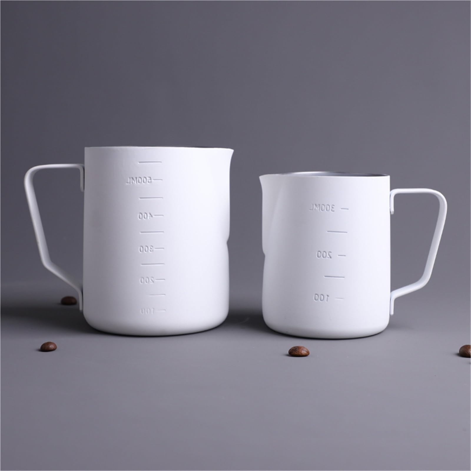 Jarra de espuma con revestimiento antiadherente, taza de leche con escala, jarra de espuma de crema Latte artesanal de café Barista, 2 uds. Para café(350ml-silver)