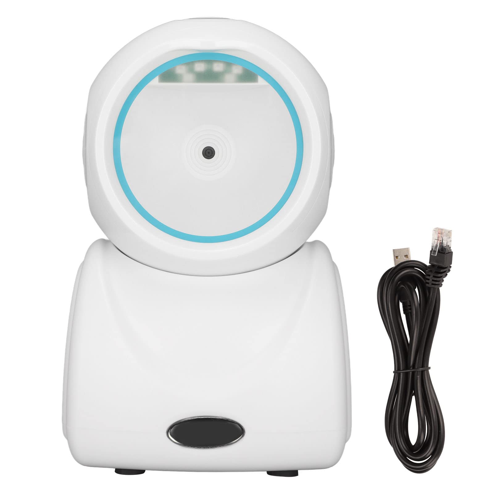 Escáner de código QR de escritorio preciso de decodificación rápida CMOS USB omnidireccional escaneo negro ABS dispositivo compatible con lectura de pantalla de teléfono móvil para centros comerciales