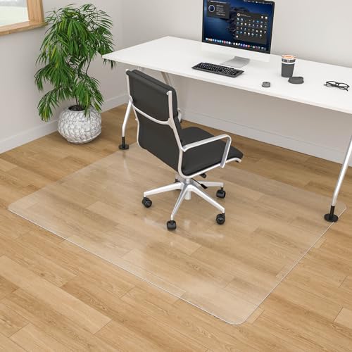 100pointONE Office Chair Mat for Hardwood Floor - 44" x 58" Clear Floor Protector Mat for Office Chair On Hardwood, Large Desk Chair Mat for Home & Office, Easy Glide Plastic Chair Mat by 100pointONE - Used condition - CA$44.33